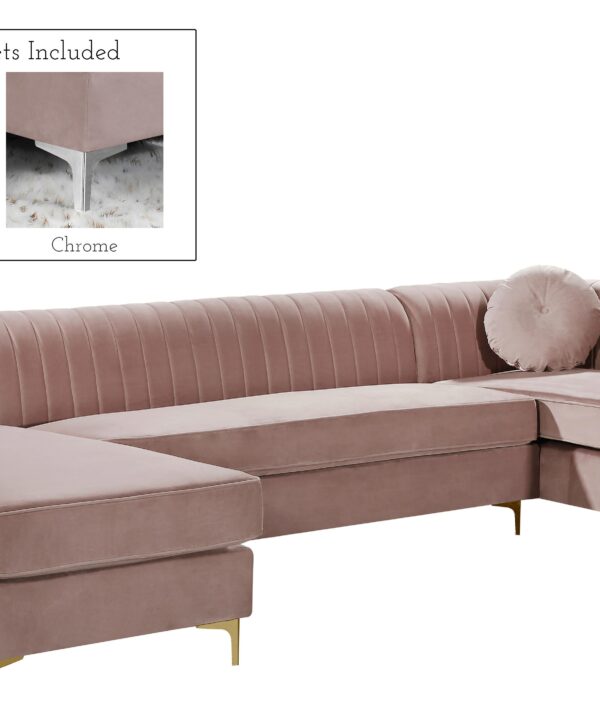 Graham Pink Velvet 3pc. Sectional - Luxe Home Furnishings (Jersey City, NJ)