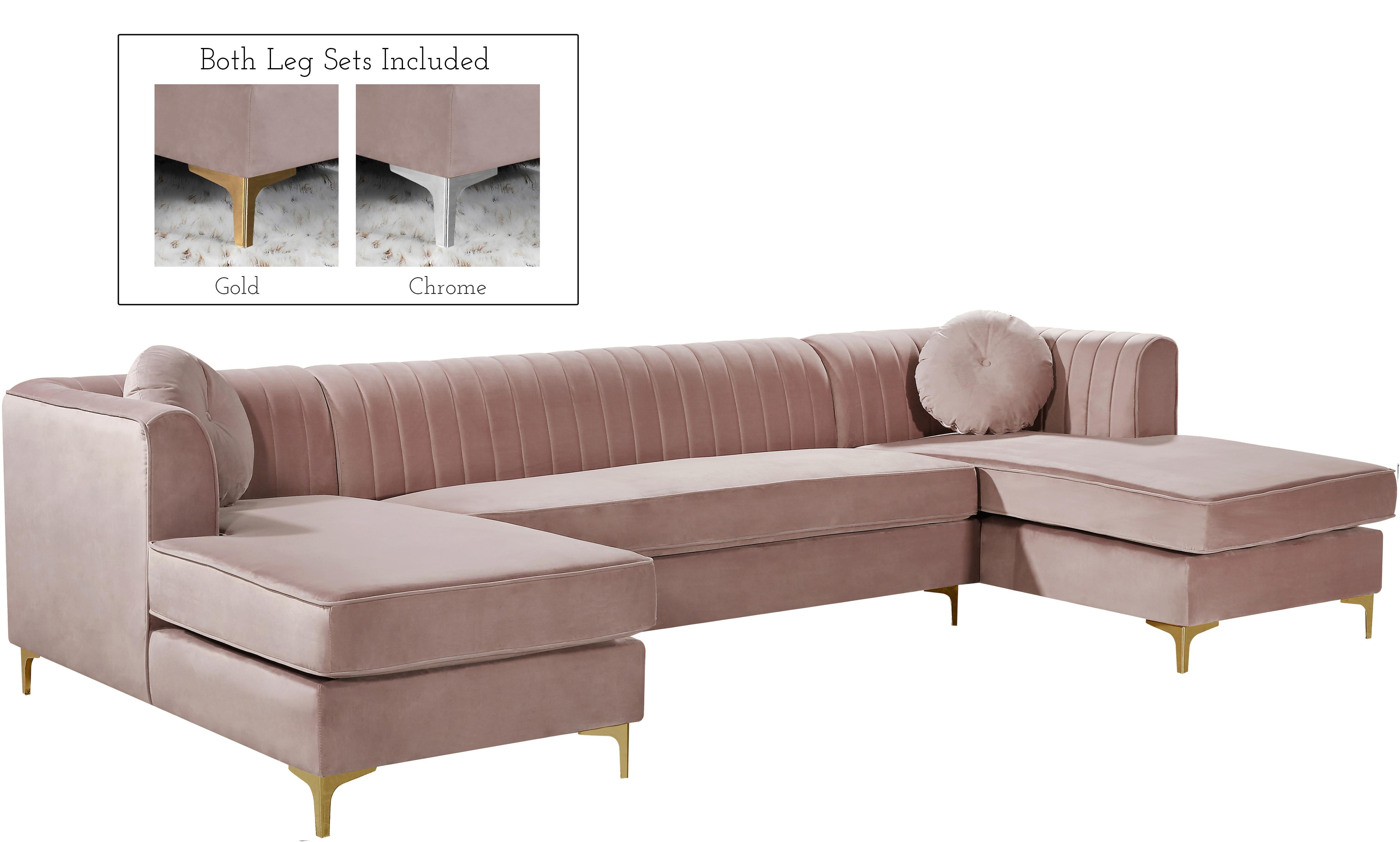 Graham Pink Velvet 3pc. Sectional - Luxe Home Furnishings (Jersey City, NJ)