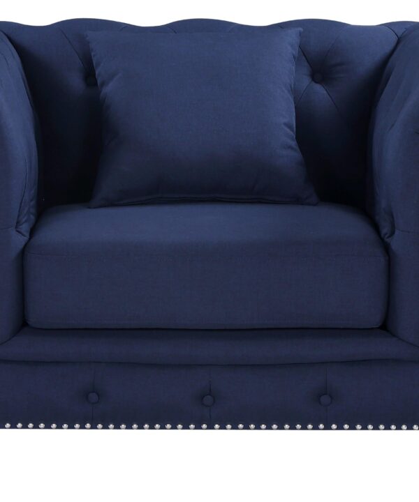 Chesterfield Navy Linen Chair - Luxe Home Furnishings (Jersey City, NJ)