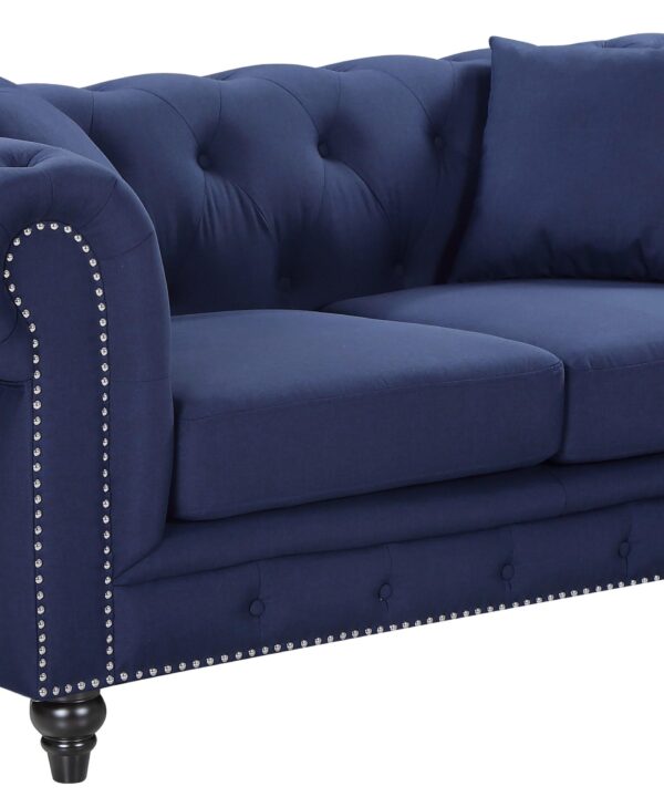 Chesterfield Navy Linen Loveseat - Luxe Home Furnishings (Jersey City, NJ)
