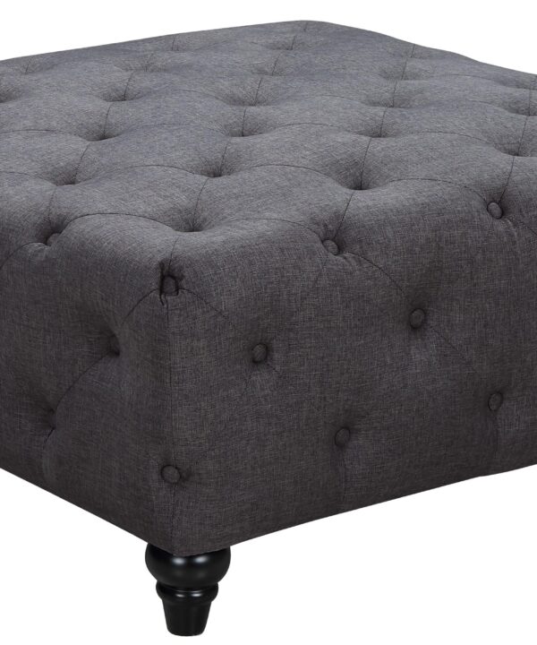 Chesterfield Grey Linen Ottoman - Luxe Home Furnishings (Jersey City, NJ)