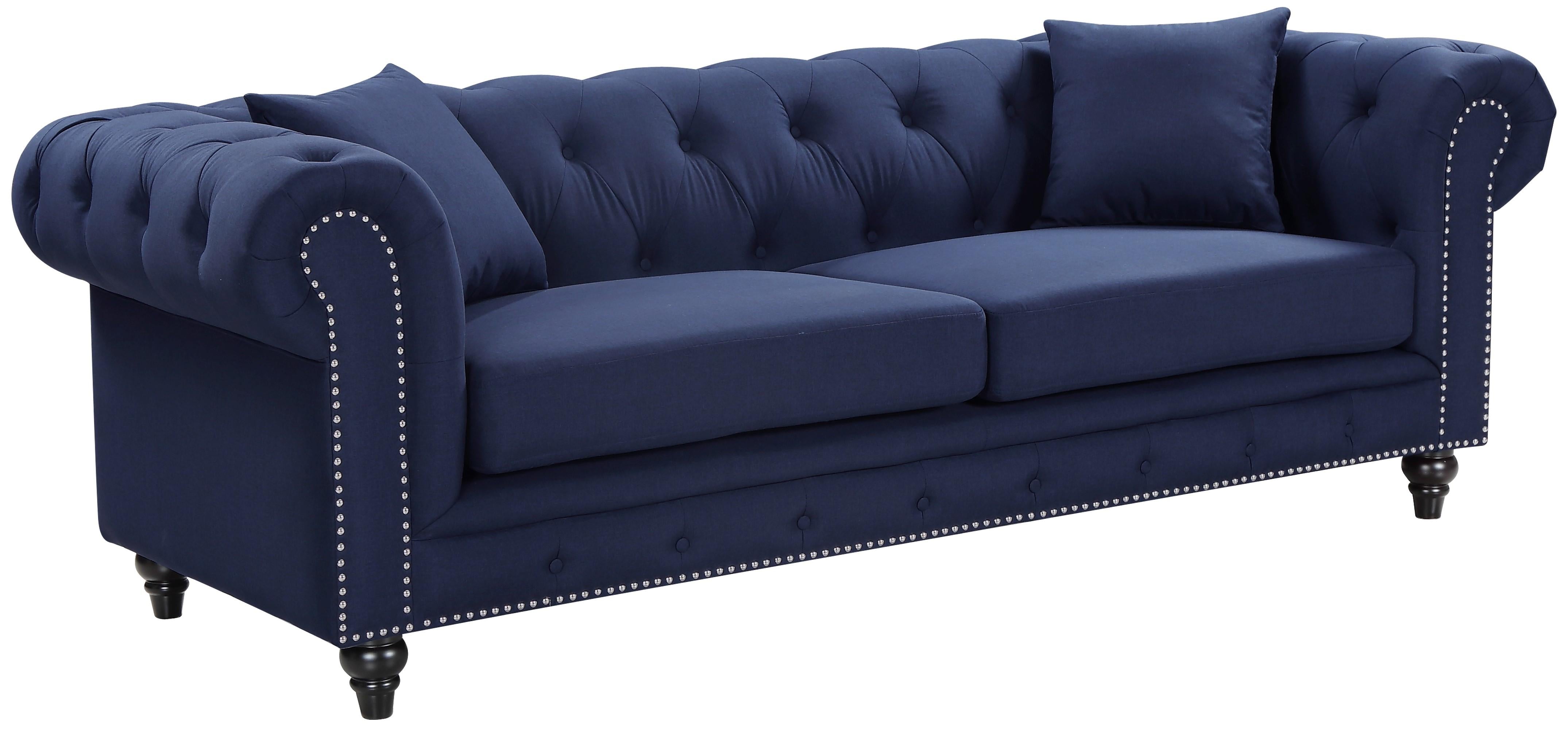 Chesterfield Navy Linen Sofa - Luxe Home Furnishings (Jersey City, NJ)
