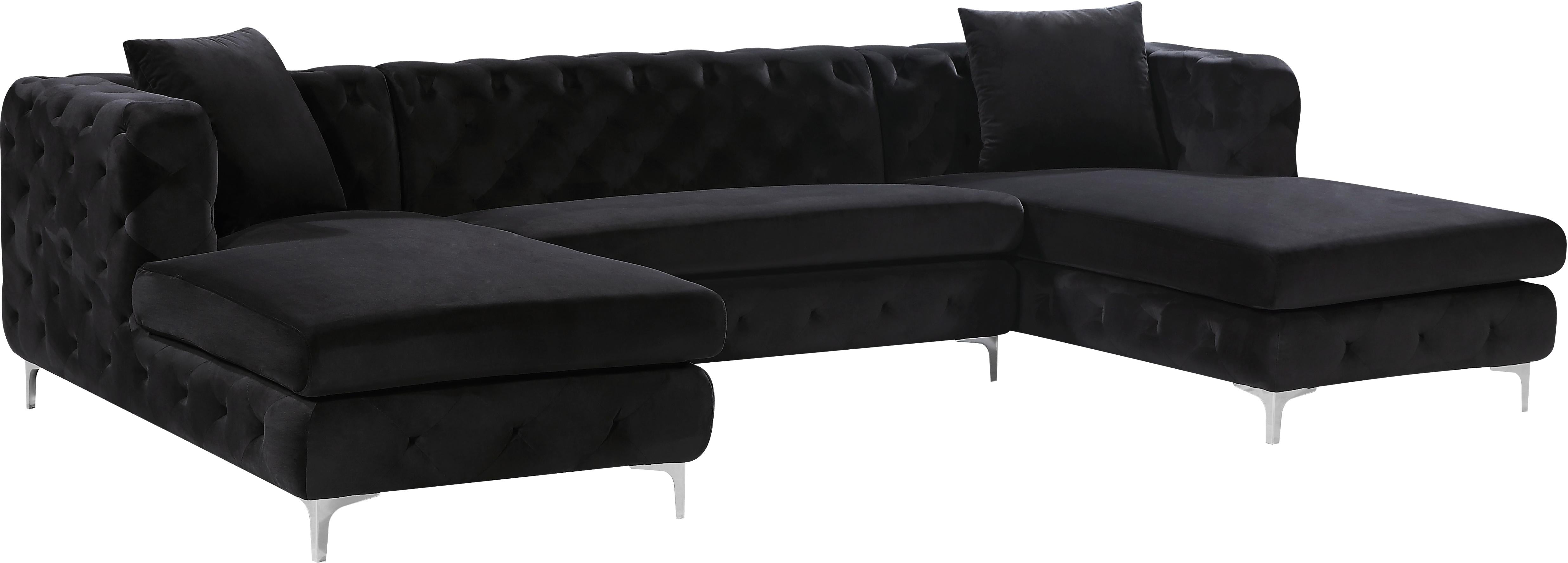 Gail Black Velvet 3pc. Sectional - Luxe Home Furnishings (Jersey City, NJ)