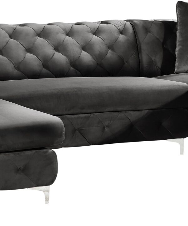 Gail Grey Velvet 3pc. Sectional - Luxe Home Furnishings (Jersey City, NJ)
