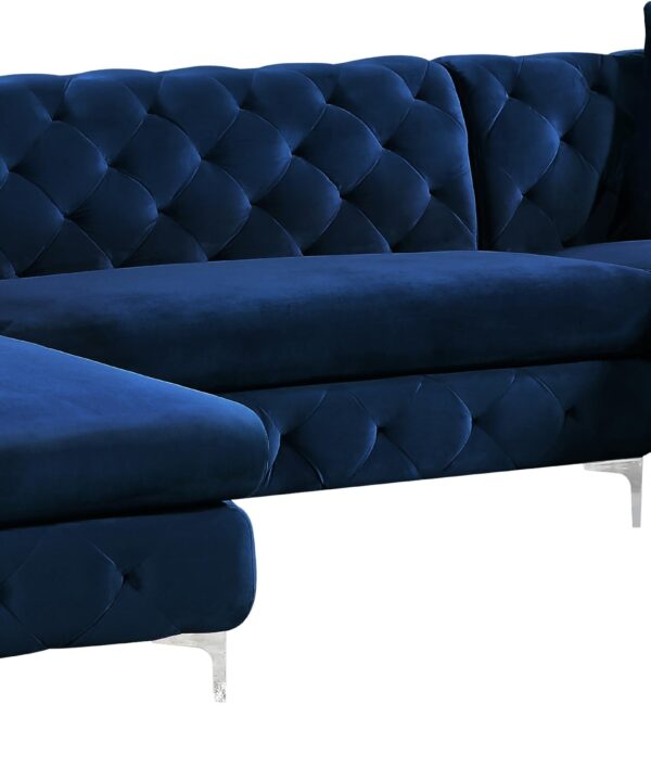 Gail Navy Velvet 3pc. Sectional - Luxe Home Furnishings (Jersey City, NJ)