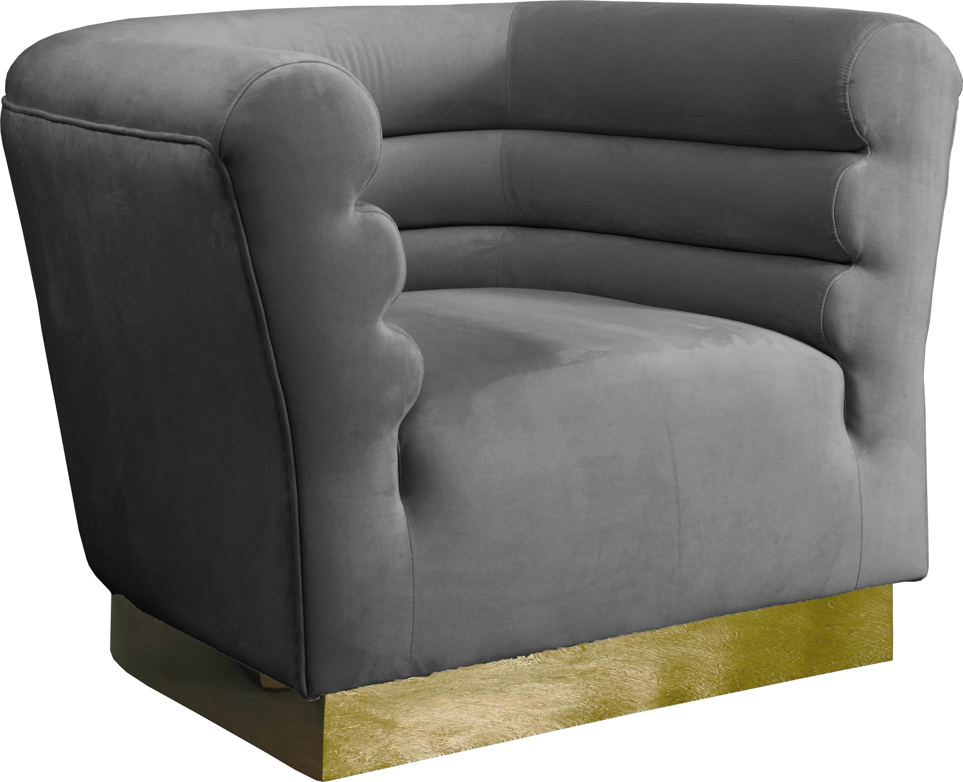 Bellini Grey Velvet Chair - Luxe Home Furnishings (Jersey City, NJ)