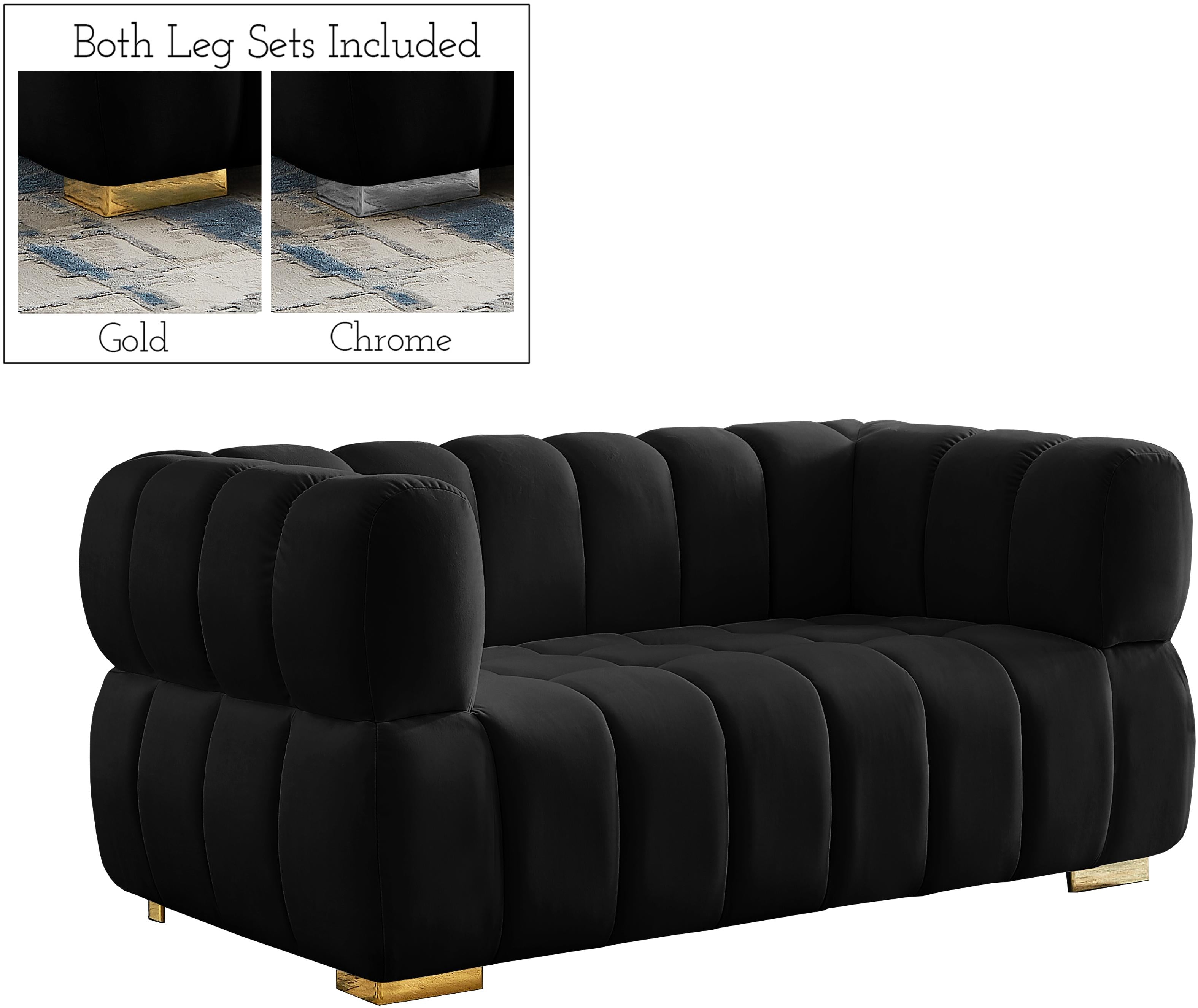 Gwen Black Velvet Loveseat - Luxe Home Furnishings (Jersey City, NJ)