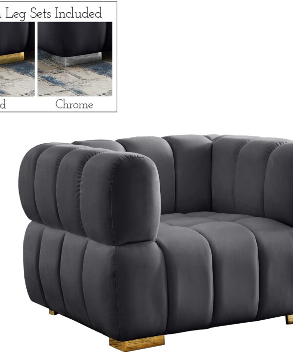 Gwen Grey Velvet Chair - Luxe Home Furnishings (Jersey City, NJ)