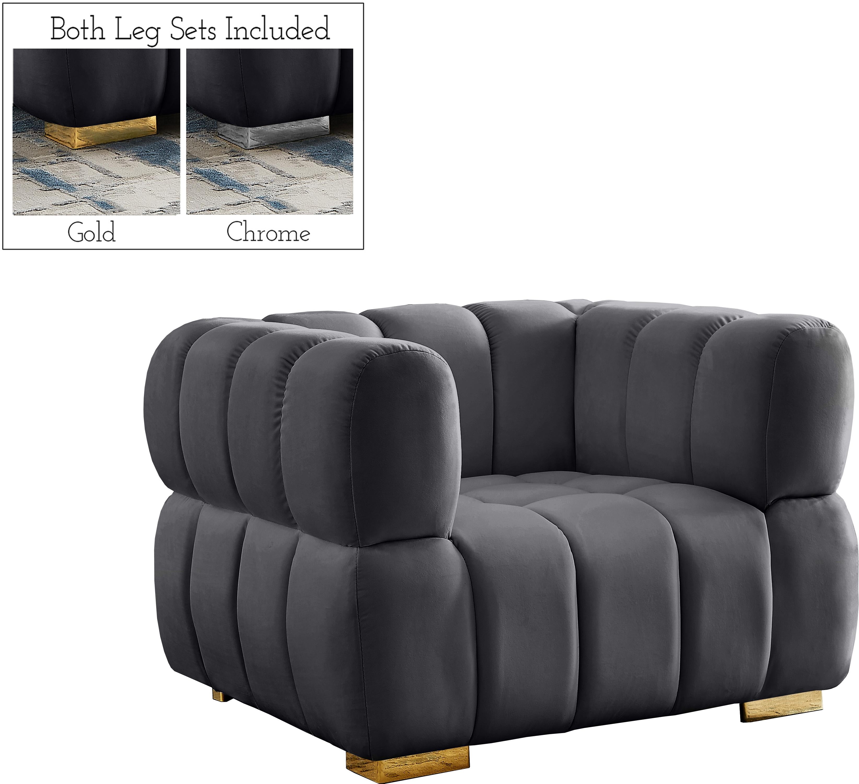 Gwen Grey Velvet Chair - Luxe Home Furnishings (Jersey City, NJ)