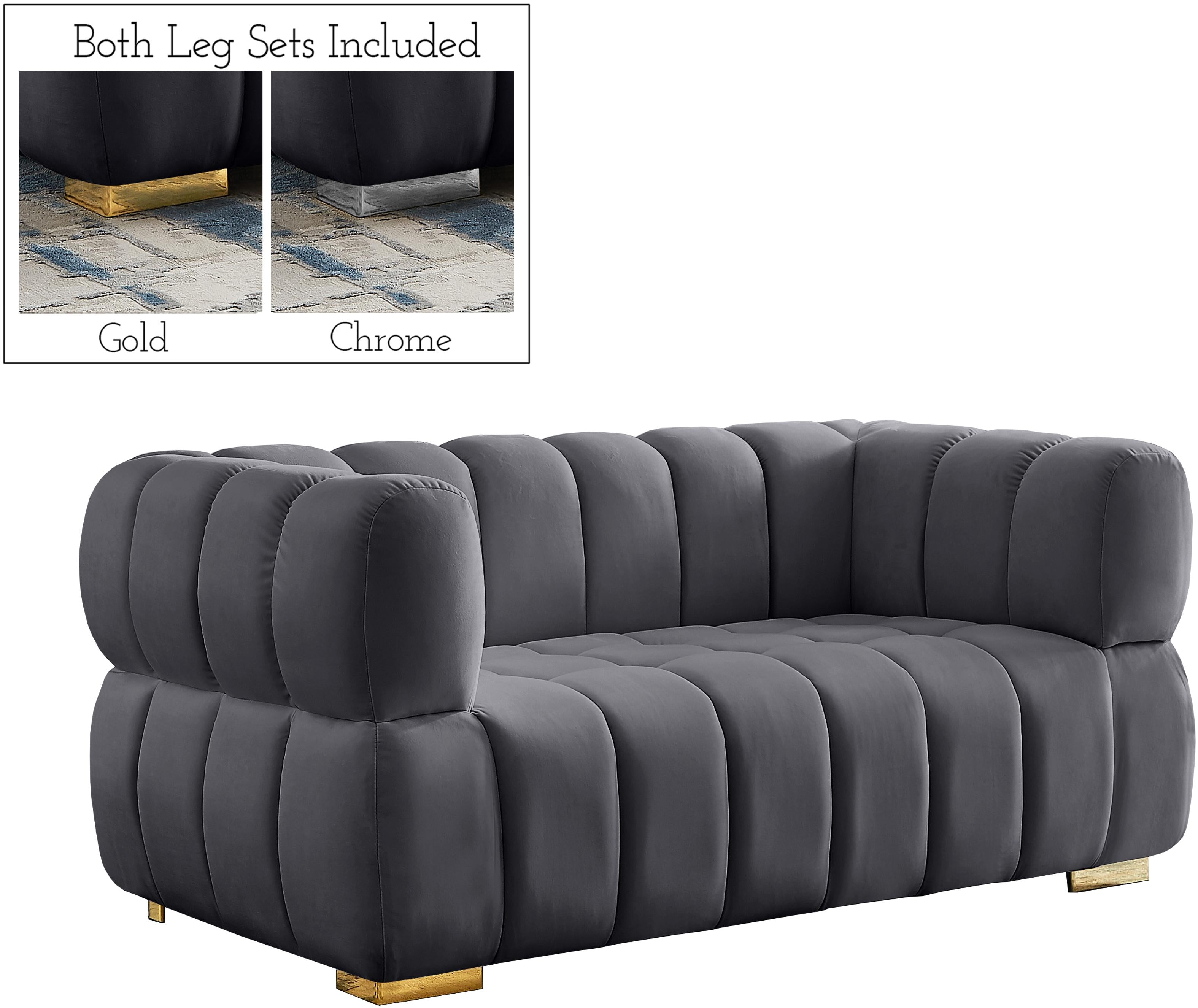 Gwen Grey Velvet Loveseat - Luxe Home Furnishings (Jersey City, NJ)