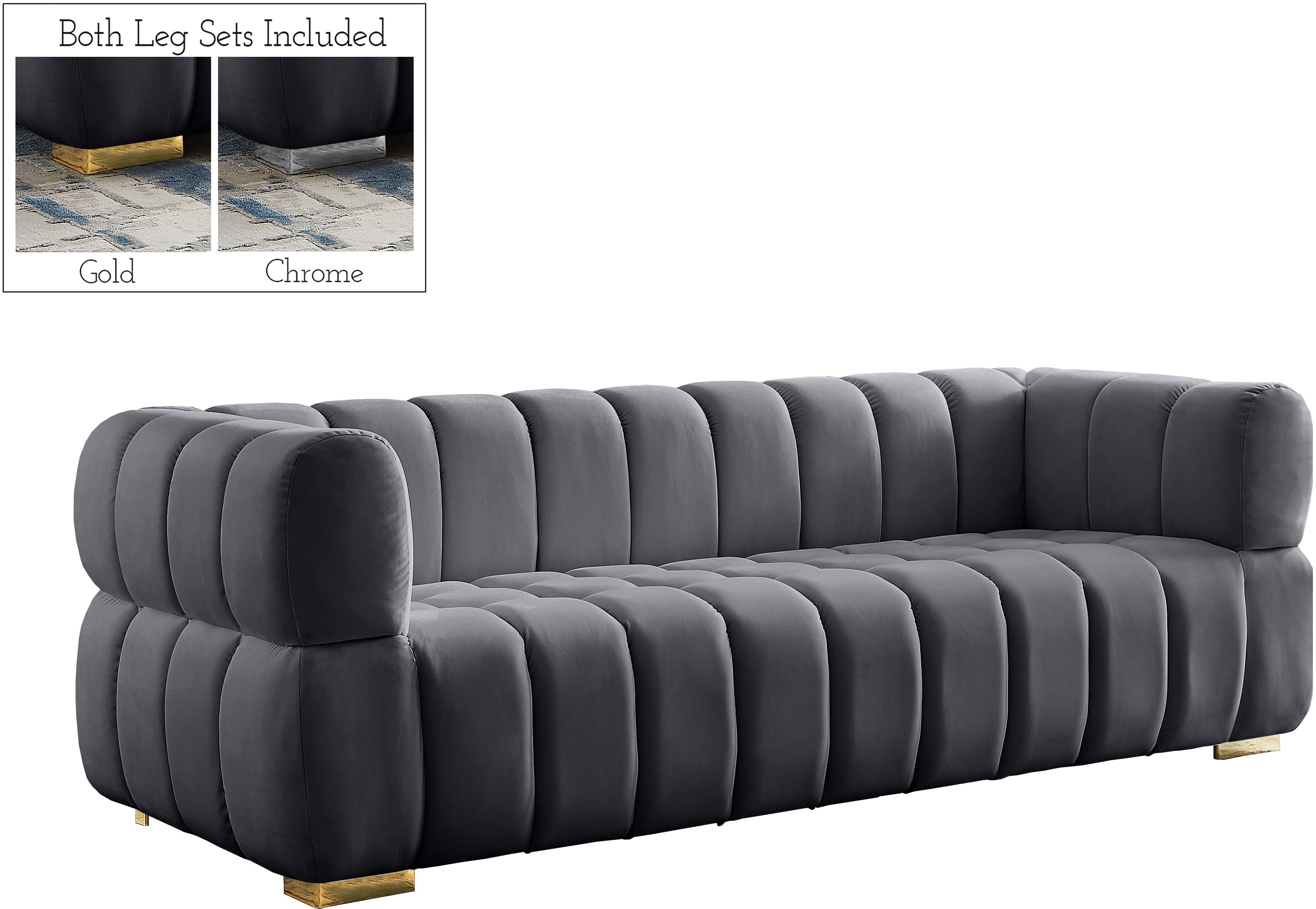 Gwen Grey Velvet Sofa - Luxe Home Furnishings (Jersey City, NJ)