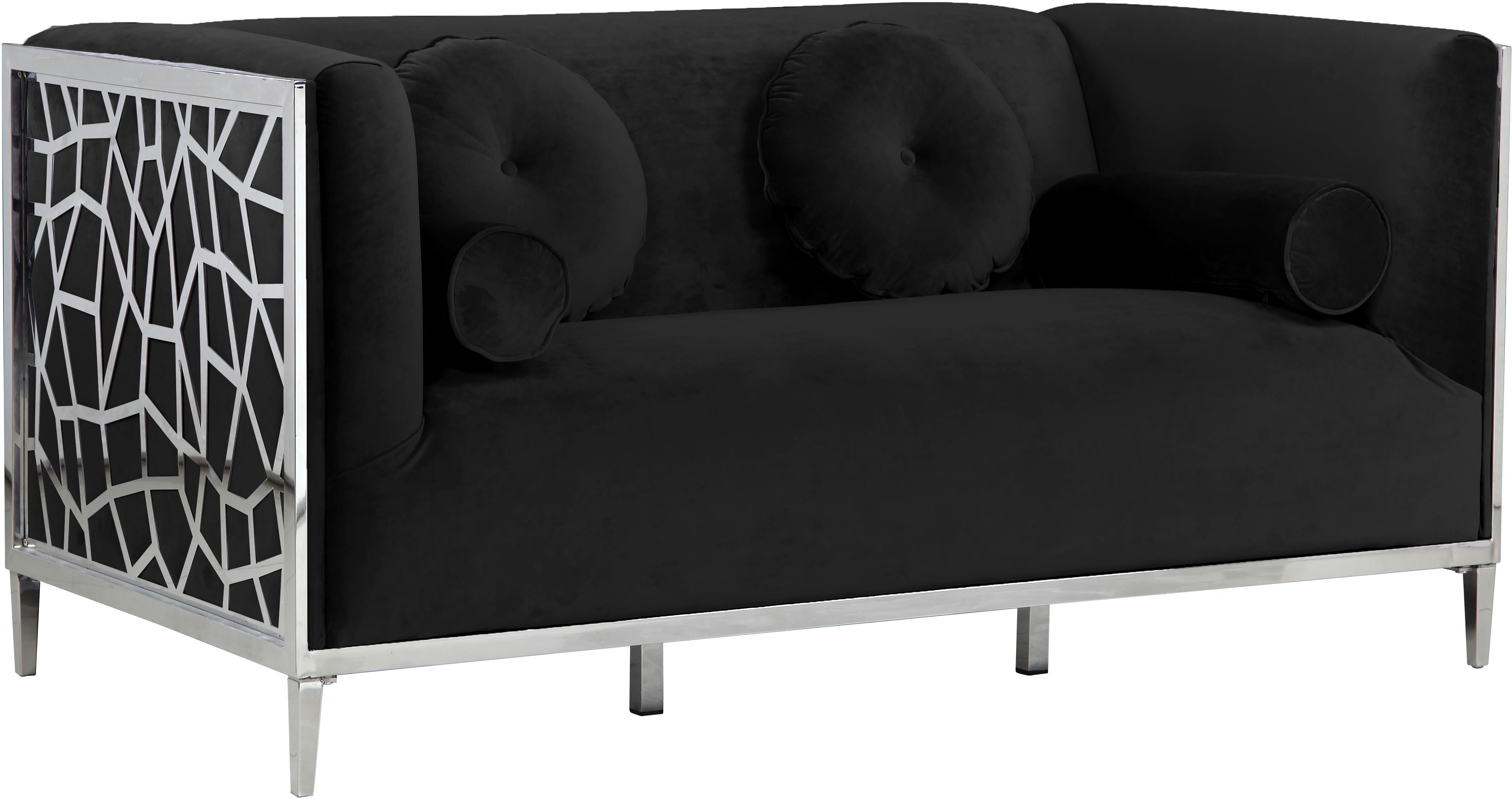 Opal Black Velvet Loveseat - Luxe Home Furnishings (Jersey City, NJ)