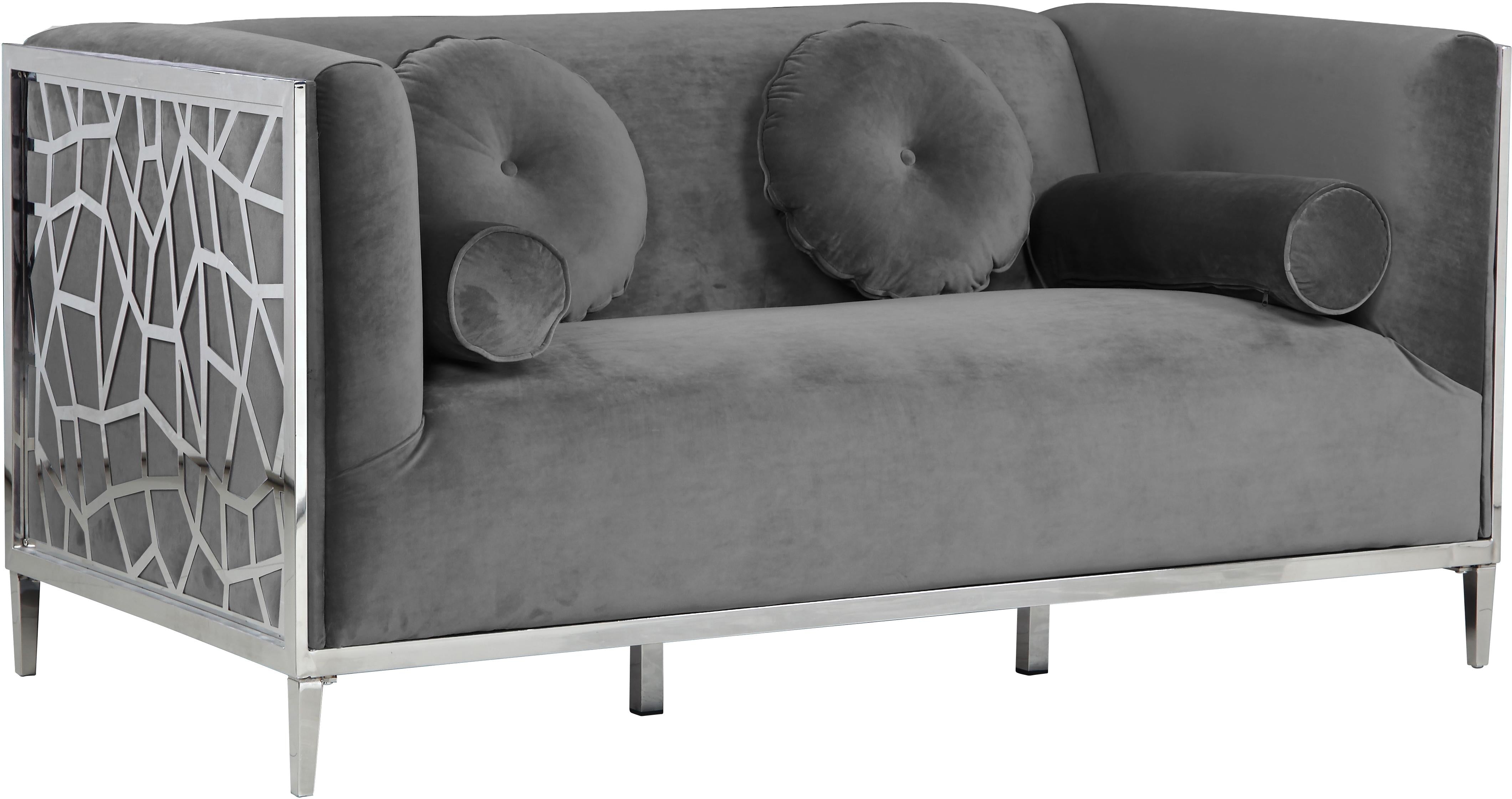 Opal Grey Velvet Loveseat - Luxe Home Furnishings (Jersey City, NJ)