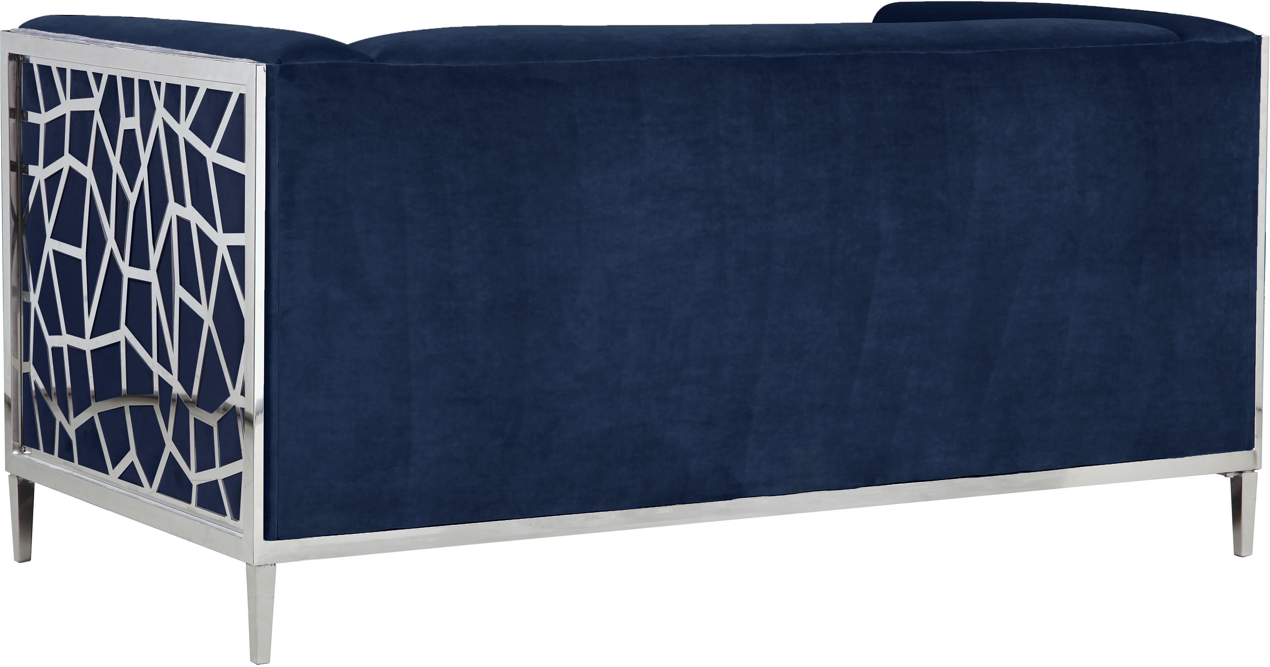 Opal Navy Velvet Loveseat - Luxe Home Furnishings (Jersey City, NJ)