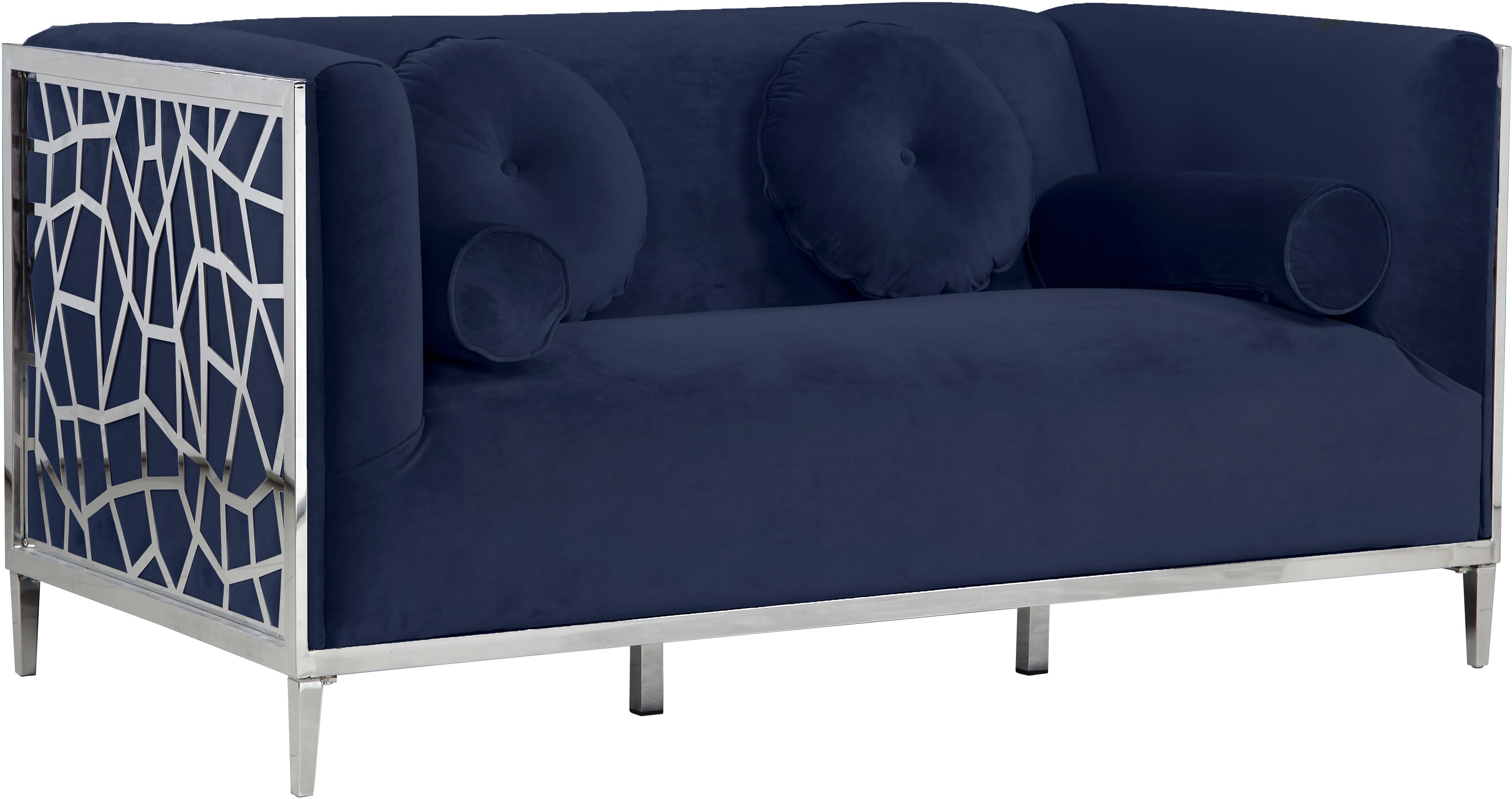 Opal Navy Velvet Loveseat - Luxe Home Furnishings (Jersey City, NJ)