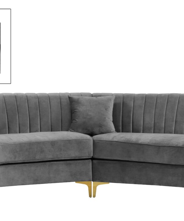 Jackson Grey Velvet 2pc. Sectional - Luxe Home Furnishings (Jersey City, NJ)