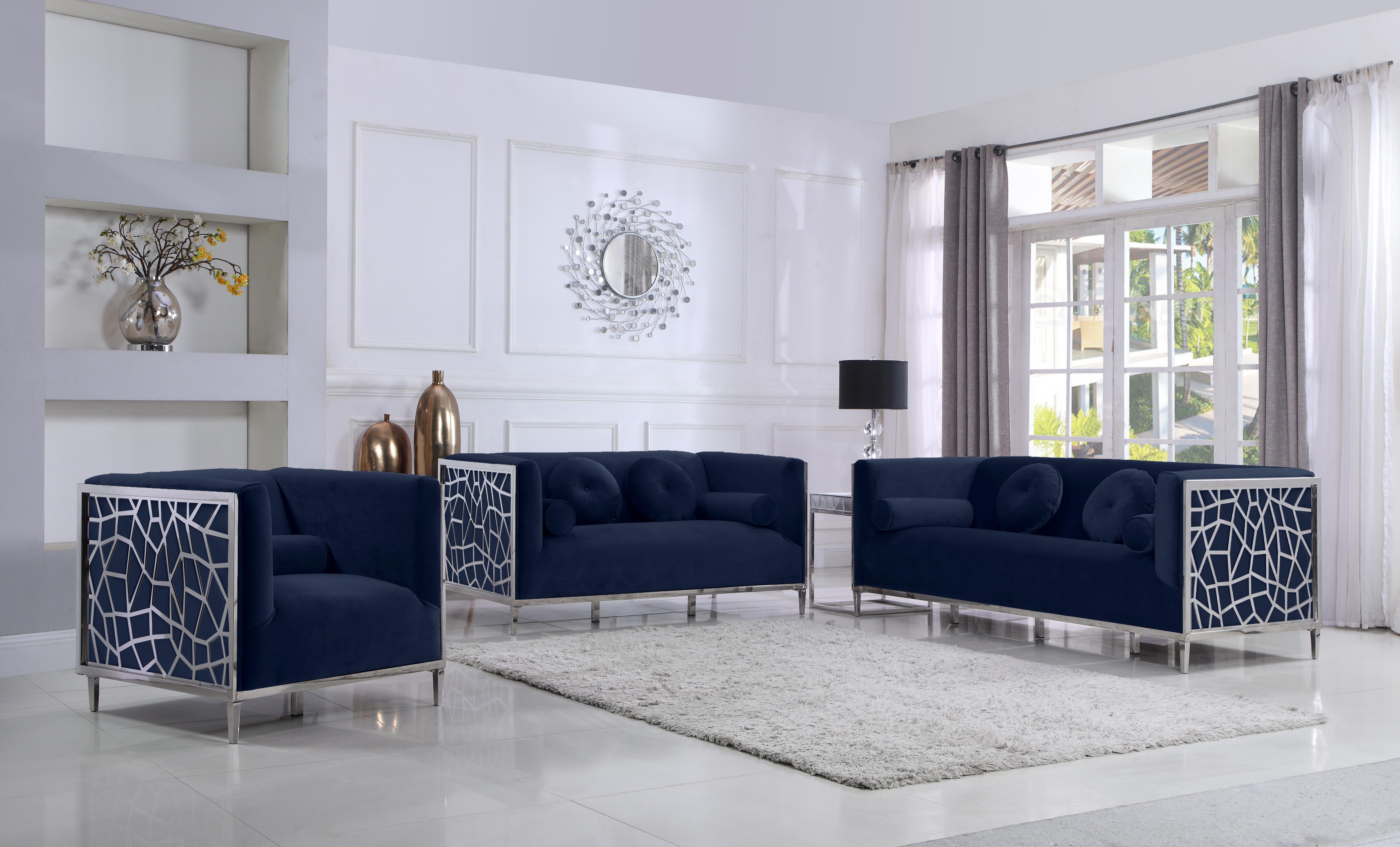 Opal Navy Velvet Loveseat - Luxe Home Furnishings (Jersey City, NJ)