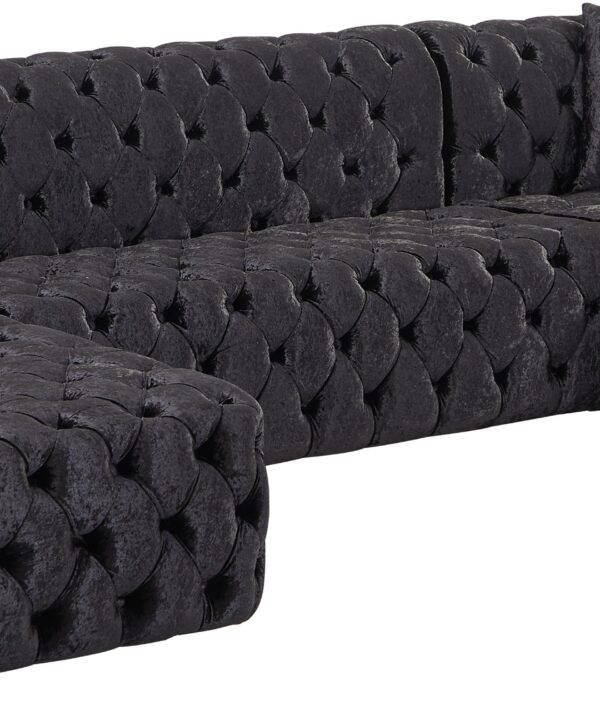 Coco Black Velvet 3pc. Sectional (3 Boxes) - Luxe Home Furnishings (Jersey City, NJ)