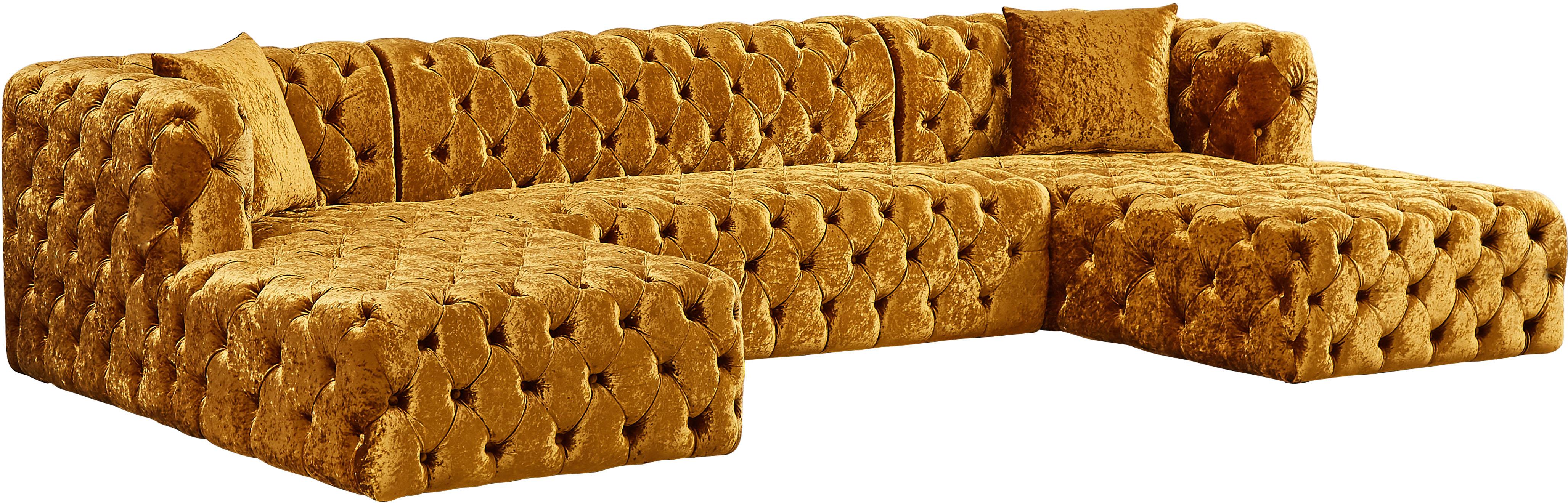 Coco Gold Velvet 3pc. Sectional (3 Boxes) - Luxe Home Furnishings (Jersey City, NJ)