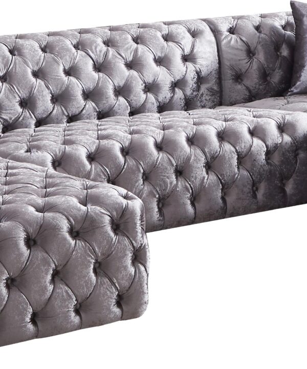 Coco Grey Velvet 3pc. Sectional (3 Boxes) - Luxe Home Furnishings (Jersey City, NJ)