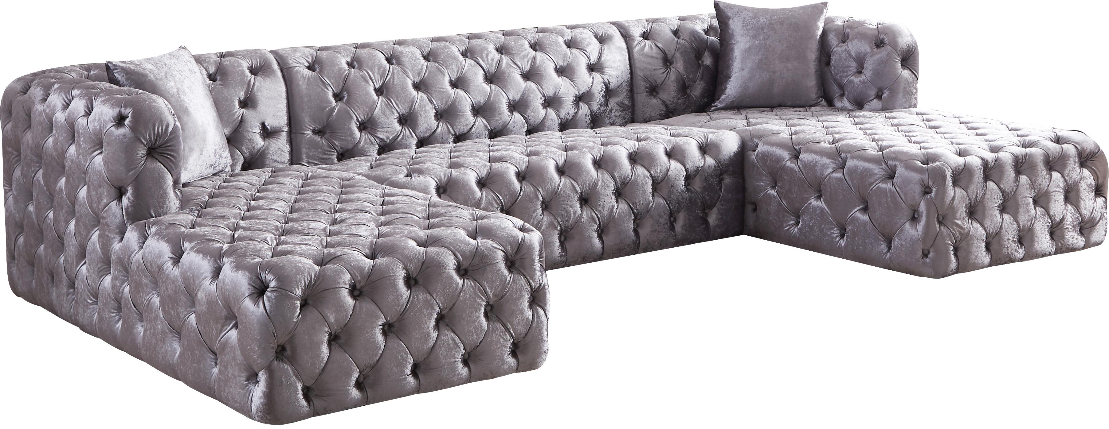 Coco Grey Velvet 3pc. Sectional (3 Boxes) - Luxe Home Furnishings (Jersey City, NJ)