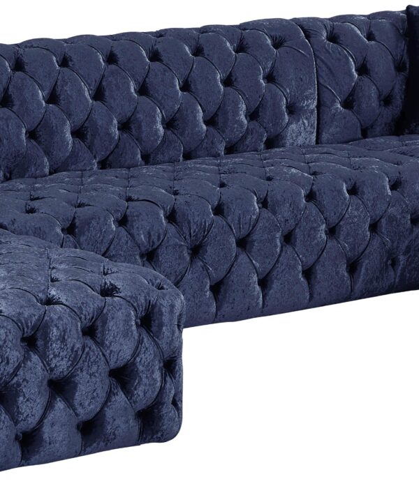 Coco Navy Velvet 3pc. Sectional (3 Boxes) - Luxe Home Furnishings (Jersey City, NJ)