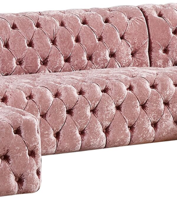 Coco Pink Velvet 3pc. Sectional (3 Boxes) - Luxe Home Furnishings (Jersey City, NJ)