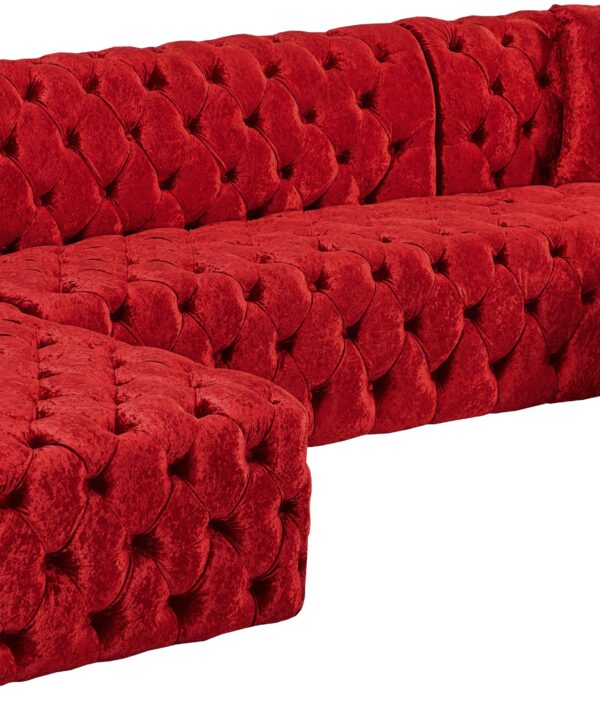 Coco Red Velvet 3pc. Sectional (3 Boxes) - Luxe Home Furnishings (Jersey City, NJ)
