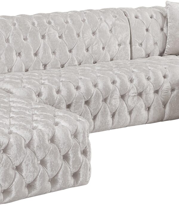 Coco White Velvet 3pc. Sectional (3 Boxes) - Luxe Home Furnishings (Jersey City, NJ)