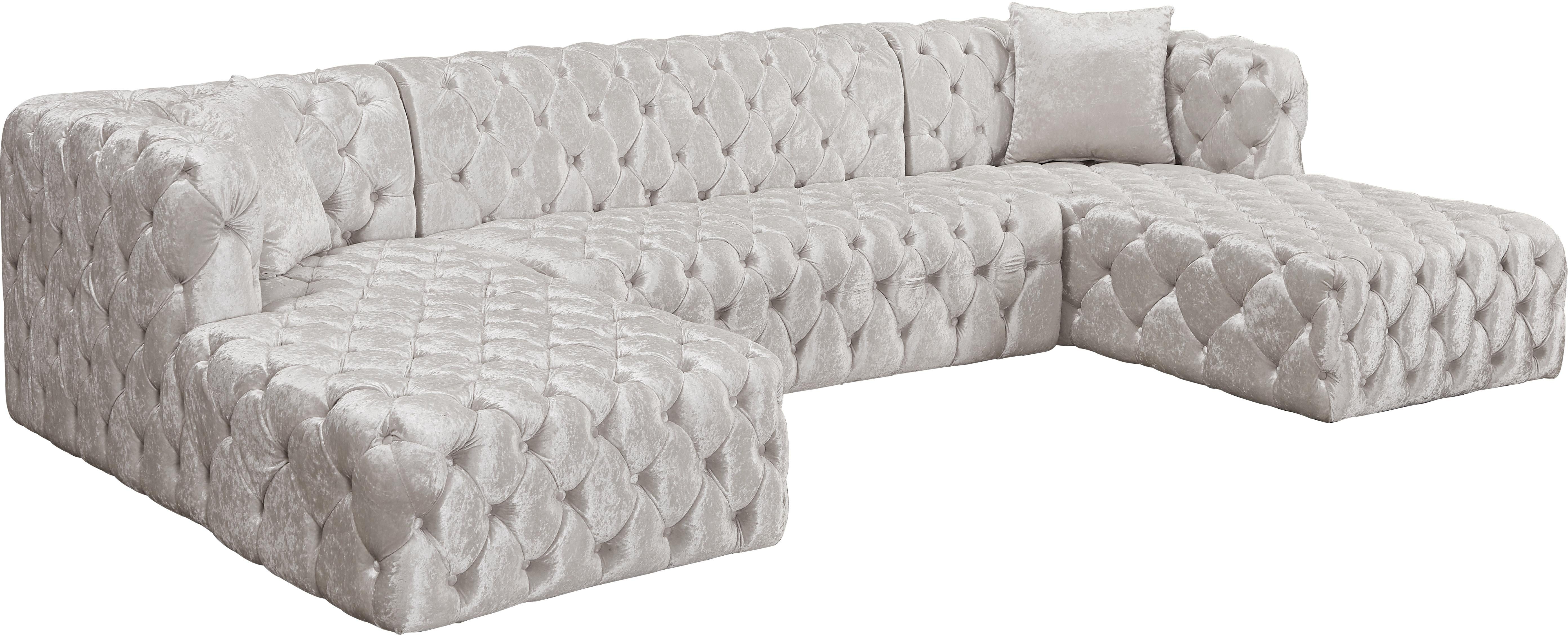 Coco White Velvet 3pc. Sectional (3 Boxes) - Luxe Home Furnishings (Jersey City, NJ)