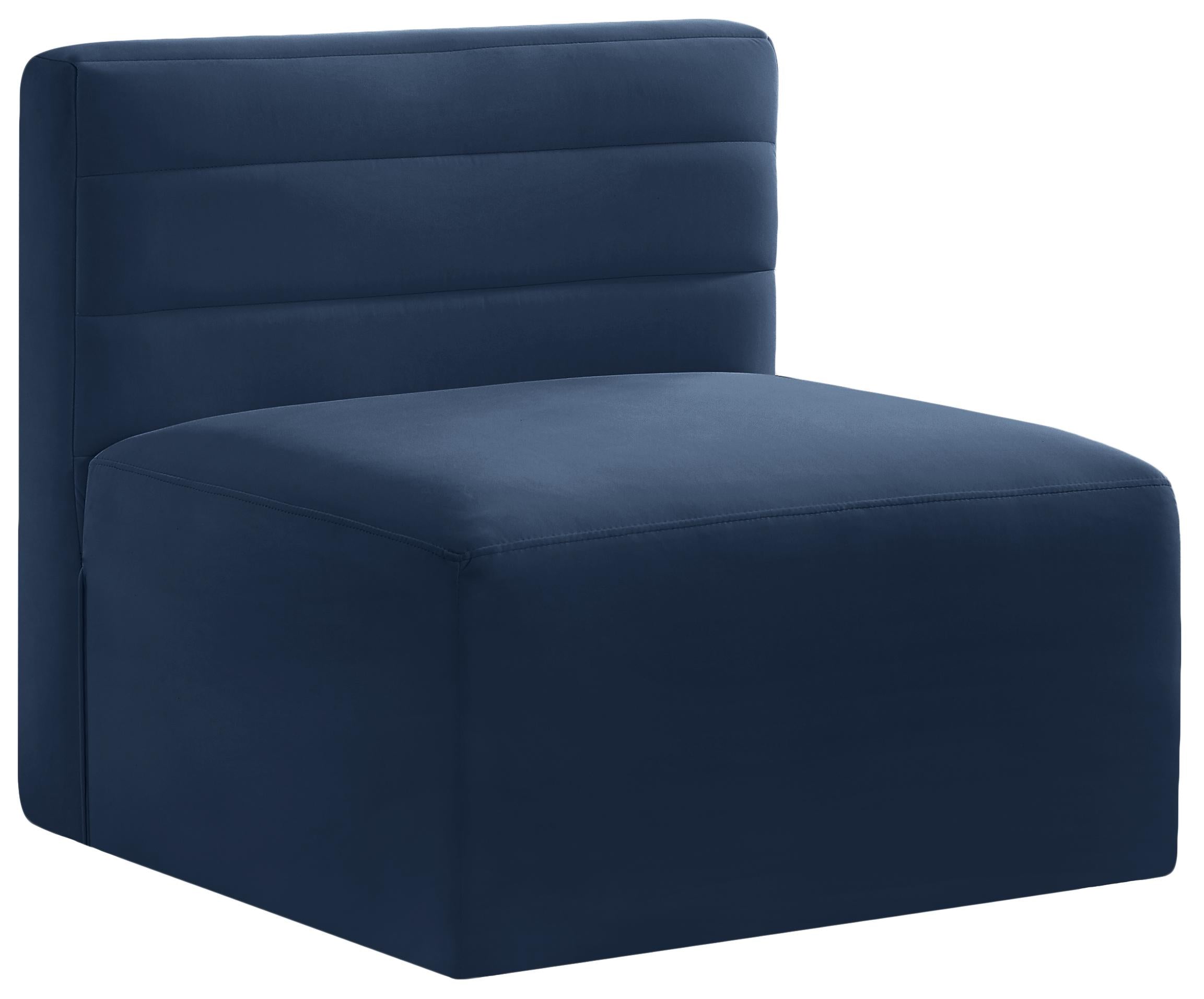 Quincy Navy Velvet Modular Armless Chair - Luxe Home Furnishings (Jersey City, NJ)