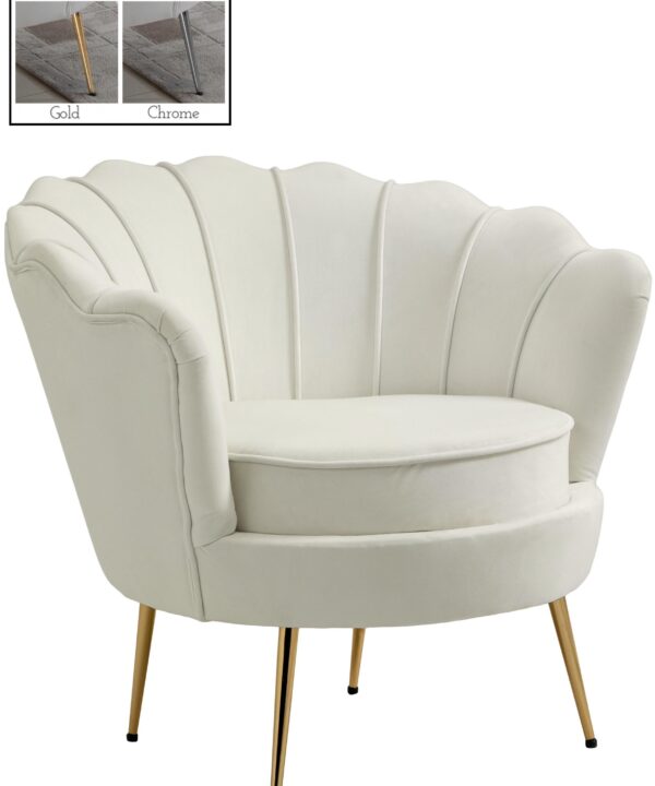 Gardenia Cream Velvet Chair - Luxe Home Furnishings (Jersey City, NJ)