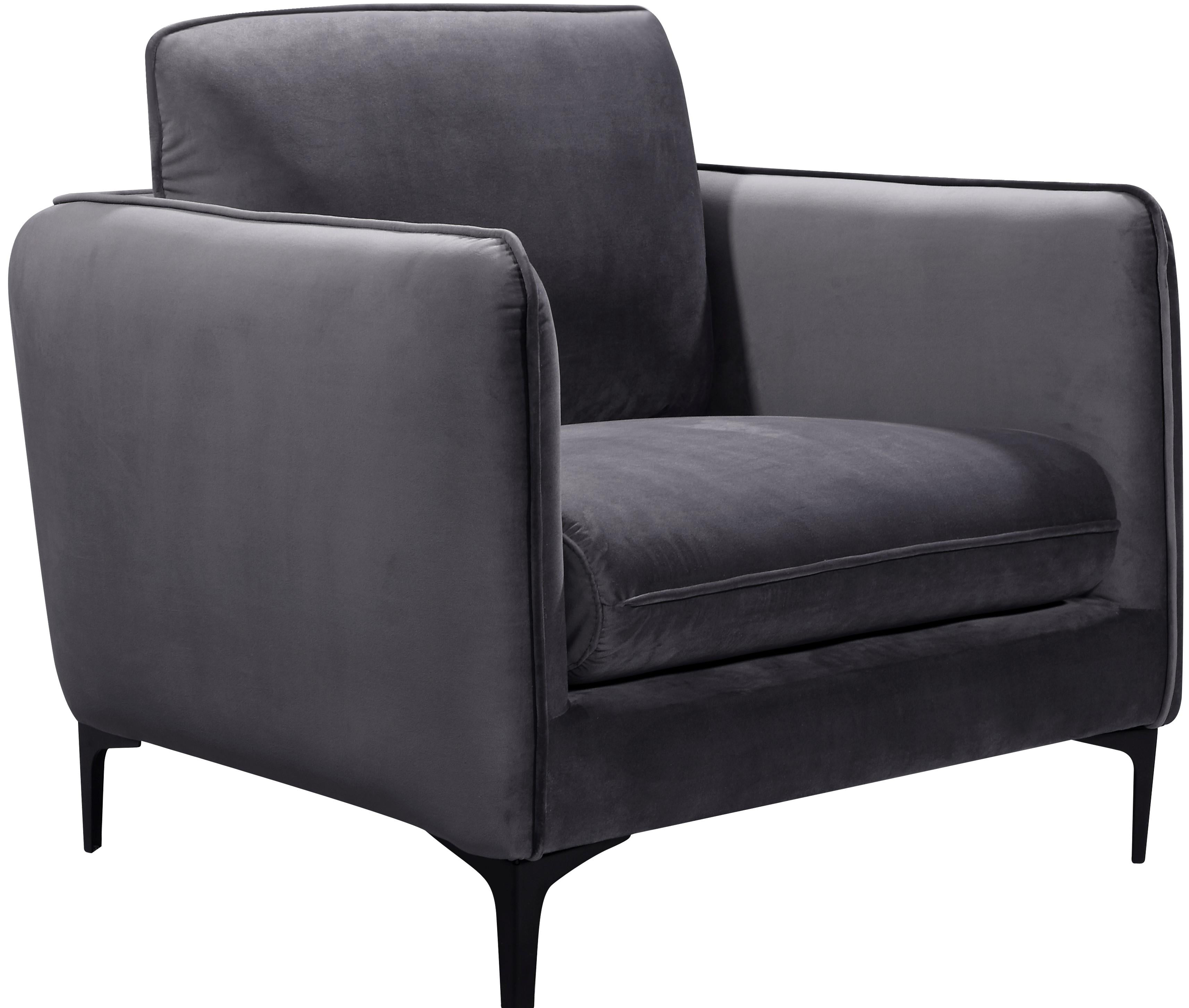 Poppy Grey Velvet Chair - Luxe Home Furnishings (Jersey City, NJ)