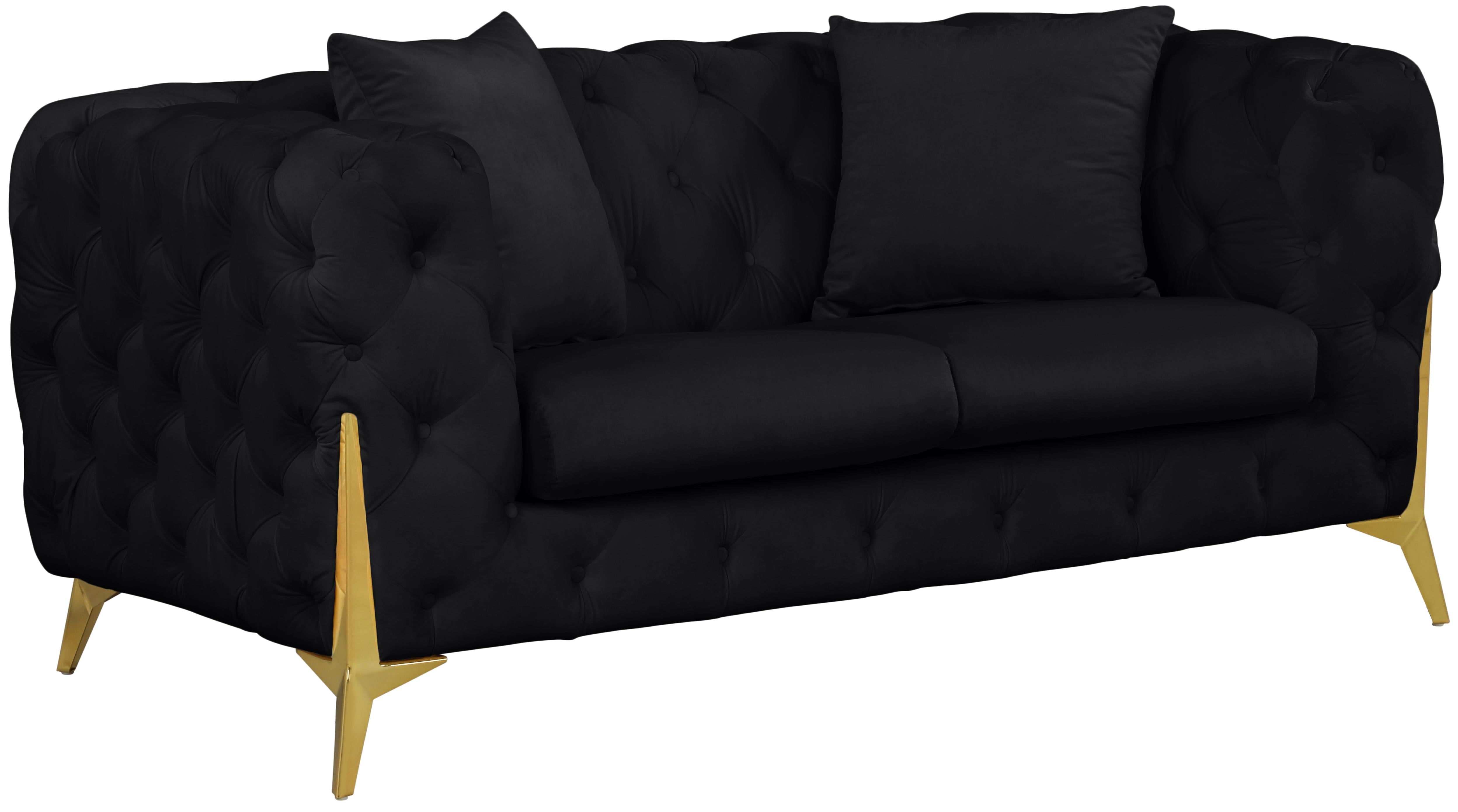 Kingdom Black Velvet Loveseat - Luxe Home Furnishings (Jersey City, NJ)