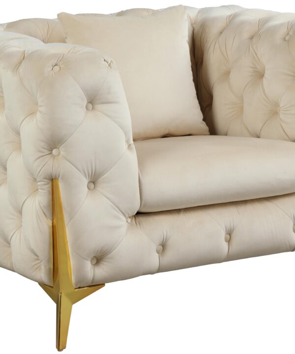 Kingdom Cream Velvet Chair - Luxe Home Furnishings (Jersey City, NJ)