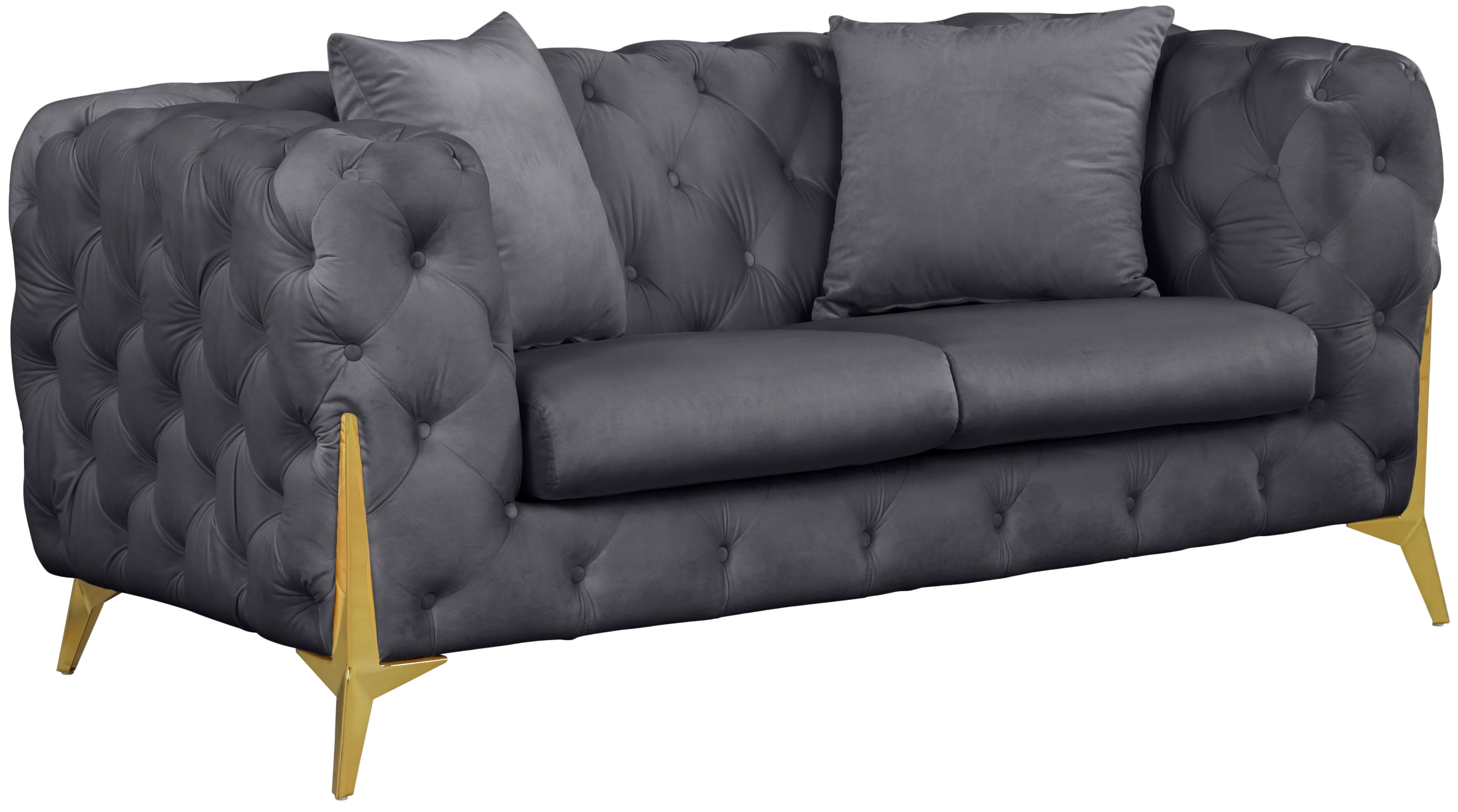 Kingdom Grey Velvet Loveseat - Luxe Home Furnishings (Jersey City, NJ)