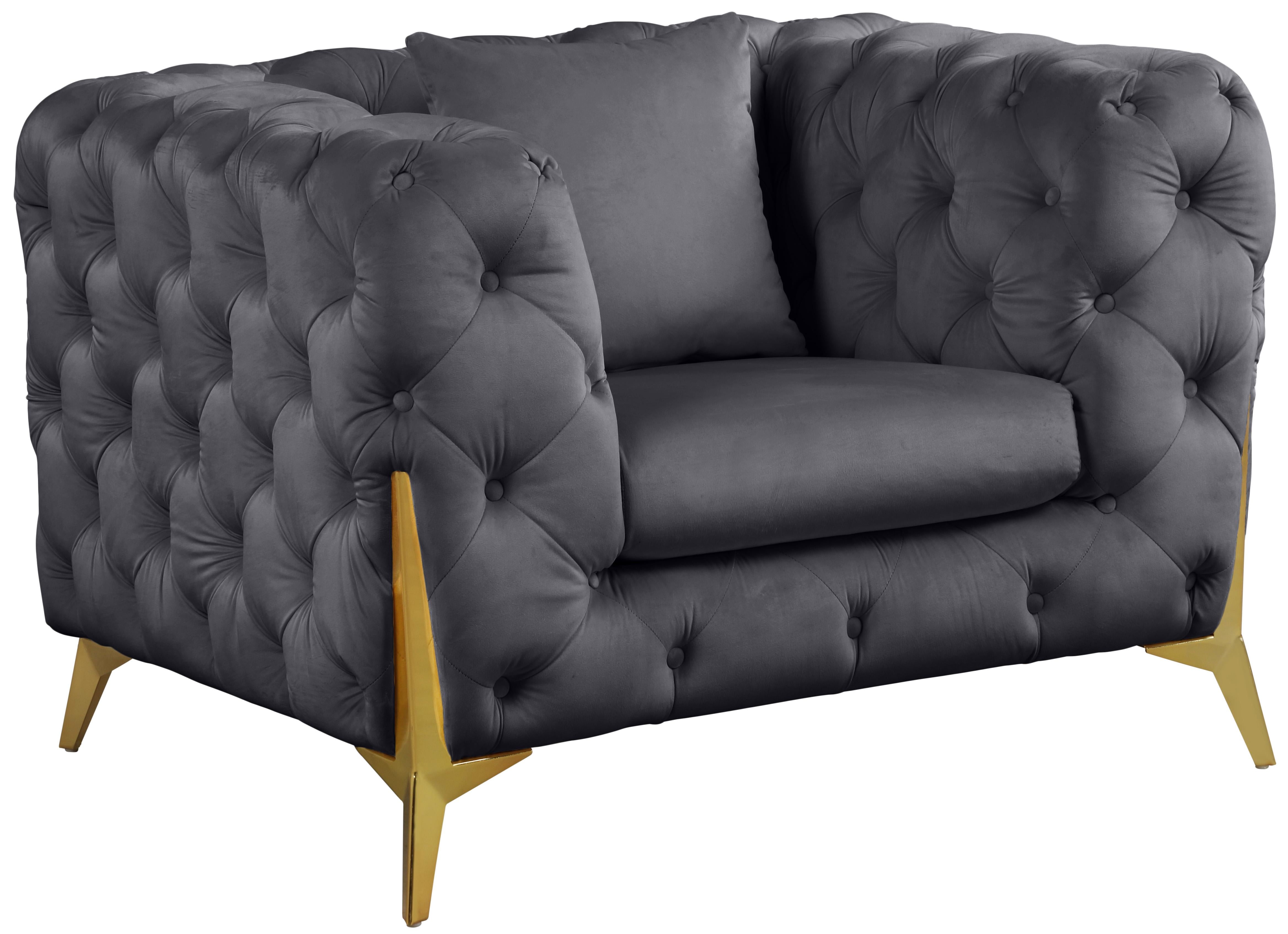Kingdom Grey Velvet Chair - Luxe Home Furnishings (Jersey City, NJ)