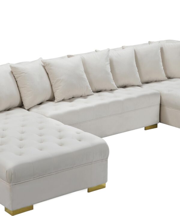 Presley Cream Velvet 3pc. Sectional - Luxe Home Furnishings (Jersey City, NJ)