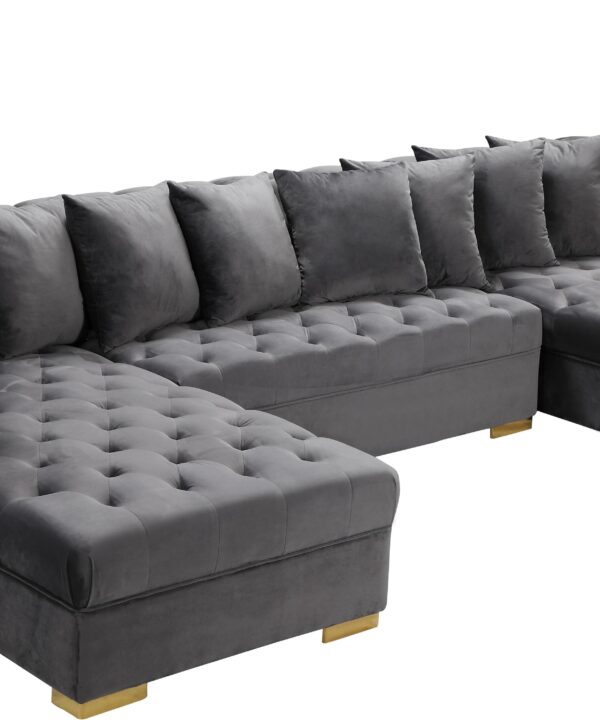 Presley Grey Velvet 3pc. Sectional - Luxe Home Furnishings (Jersey City, NJ)
