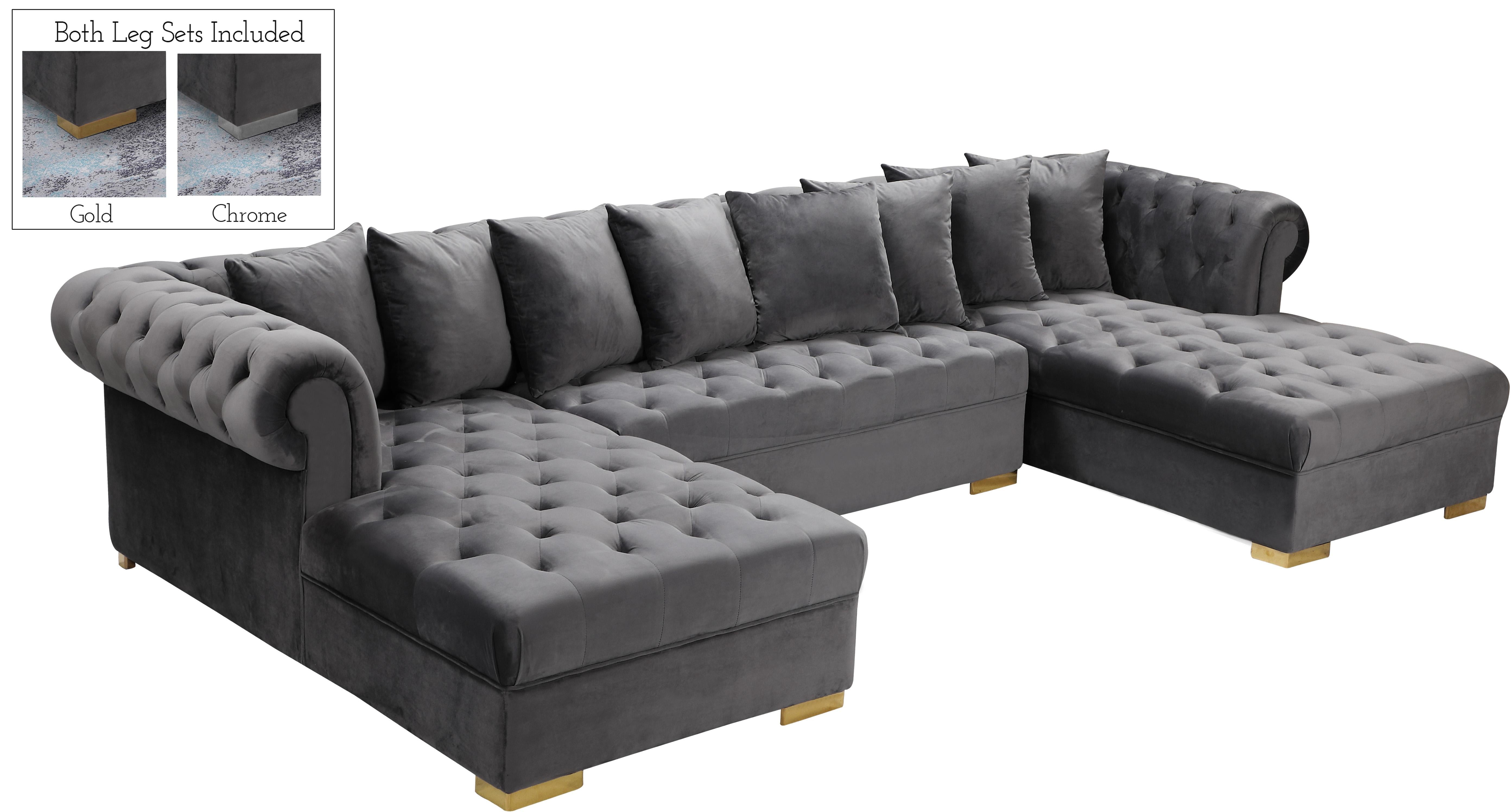 Presley Grey Velvet 3pc. Sectional - Luxe Home Furnishings (Jersey City, NJ)