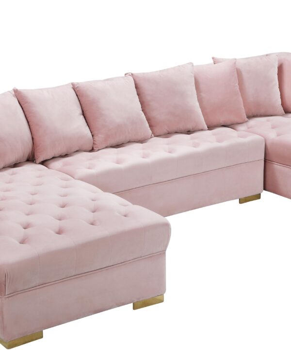 Presley Pink Velvet 3pc. Sectional - Luxe Home Furnishings (Jersey City, NJ)