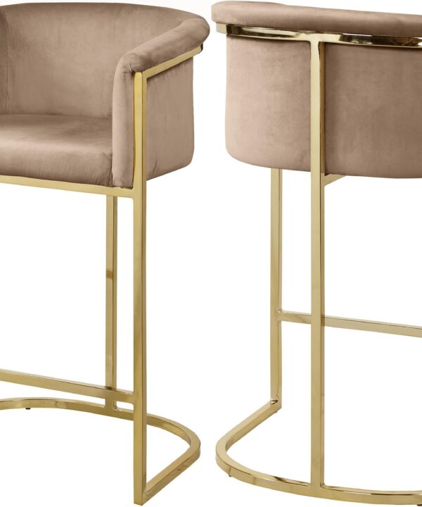 Donatella Beige Velvet Stool - Luxe Home Furnishings (Jersey City, NJ)