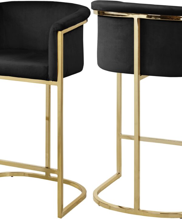 Donatella Black Velvet Stool - Luxe Home Furnishings (Jersey City, NJ)