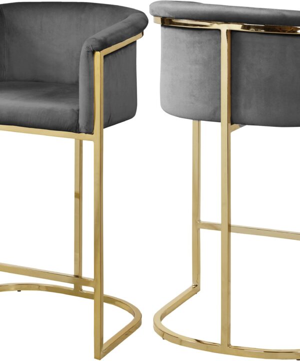 Donatella Grey Velvet Stool - Luxe Home Furnishings (Jersey City, NJ)