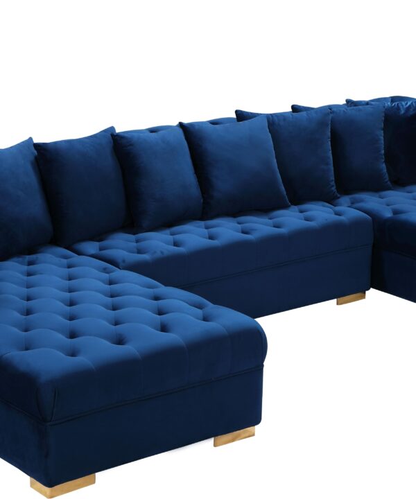 Presley Navy Velvet 3pc. Sectional - Luxe Home Furnishings (Jersey City, NJ)
