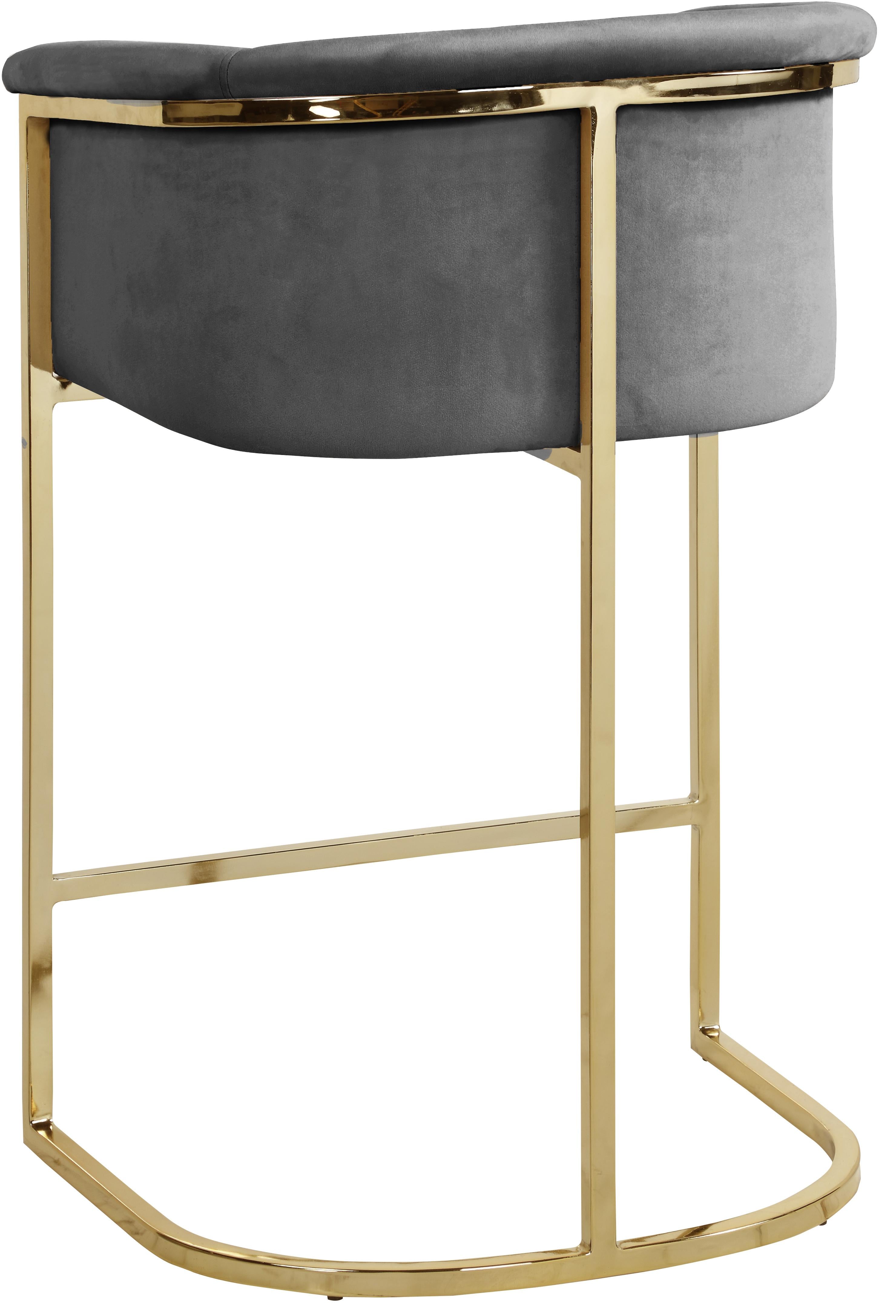 Donatella Grey Velvet Stool - Luxe Home Furnishings (Jersey City, NJ)