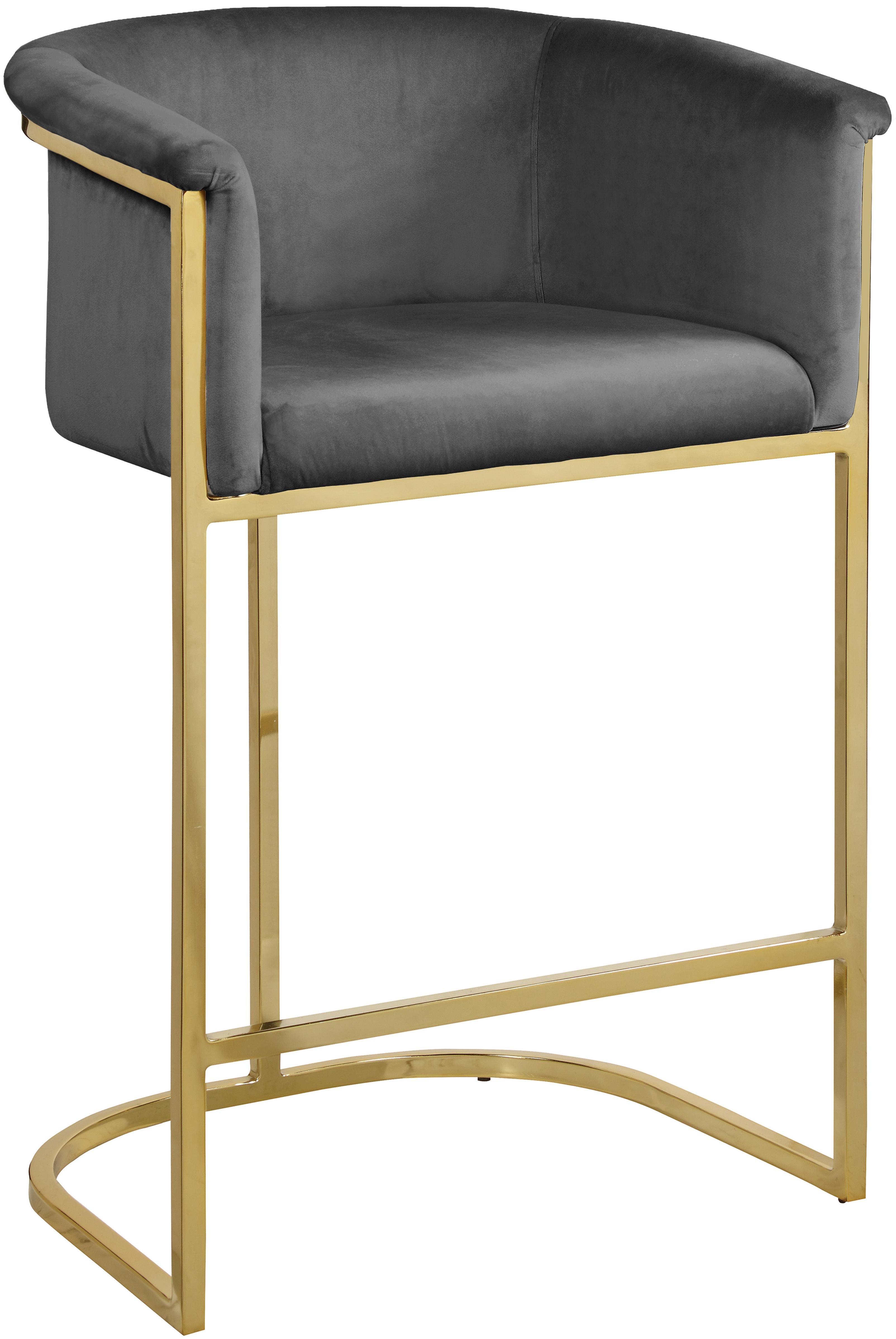 Donatella Grey Velvet Stool - Luxe Home Furnishings (Jersey City, NJ)