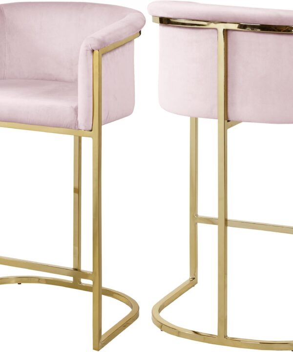 Donatella Pink Velvet Stool