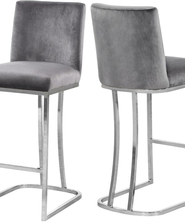 Heidi Grey Velvet Stool - Luxe Home Furnishings (Jersey City, NJ)
