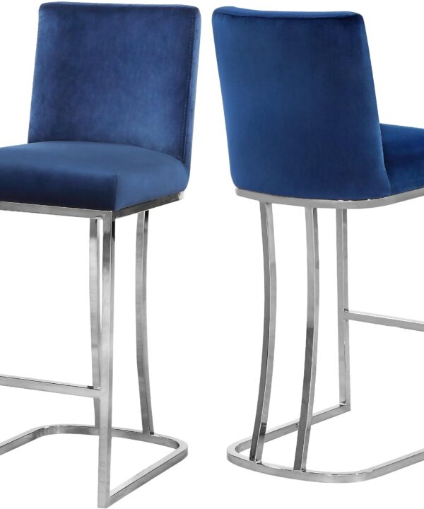 Heidi Navy Velvet Stool - Luxe Home Furnishings (Jersey City, NJ)